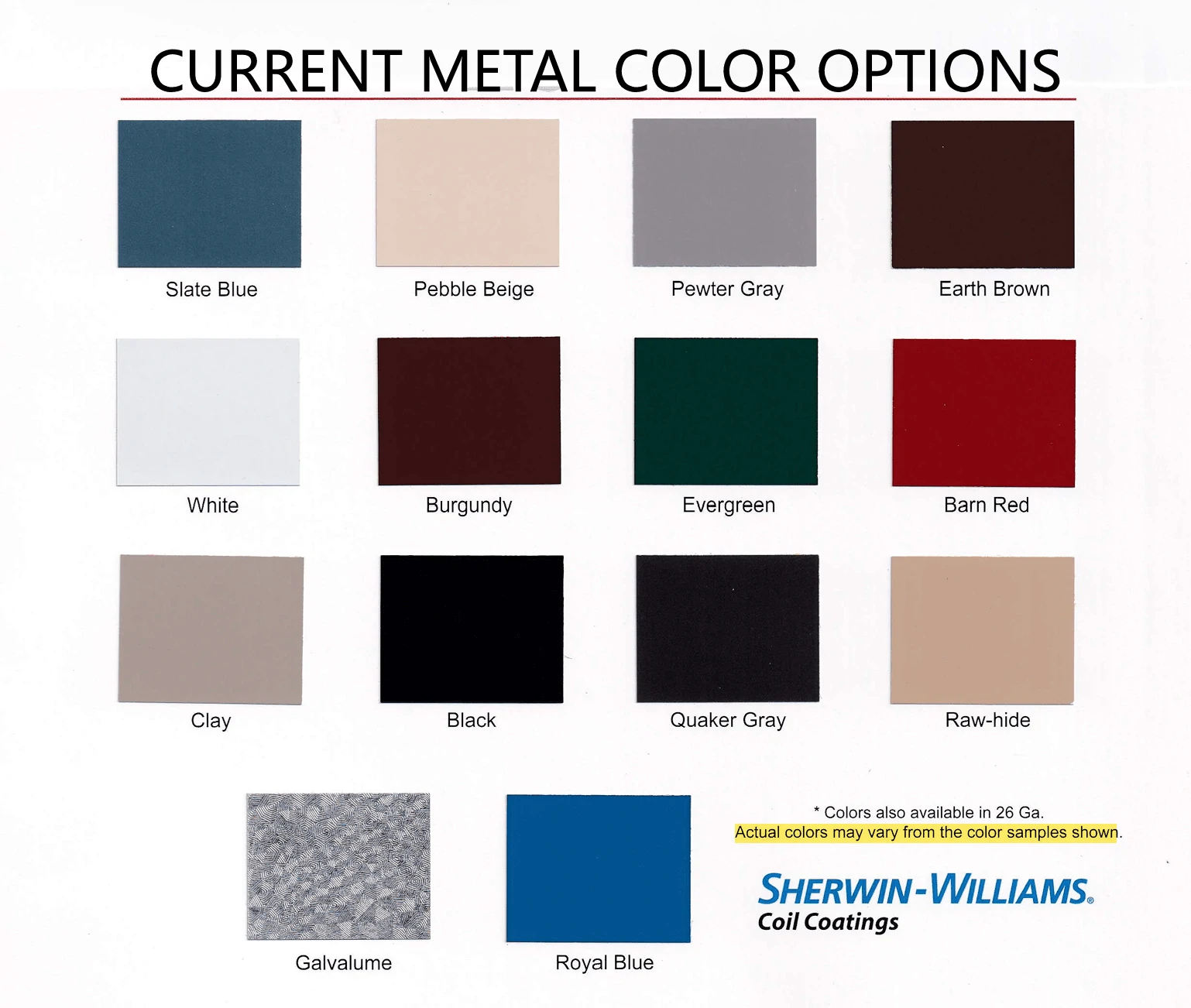 METAL COLOR CHART